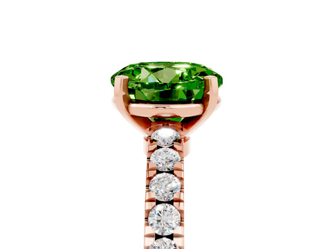 Rose gold Round Cut Solitaire Diamond with Pavé Band and Four-Prong Setting_5