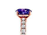 Rose gold Round Cut Solitaire Diamond with Pavé Band and Four-Prong Setting_5