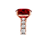 Rose gold Round Cut Solitaire Diamond with Pavé Band and Four-Prong Setting_5