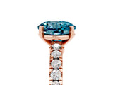 Rose gold Round Cut Solitaire Diamond with Pavé Band and Four-Prong Setting_5