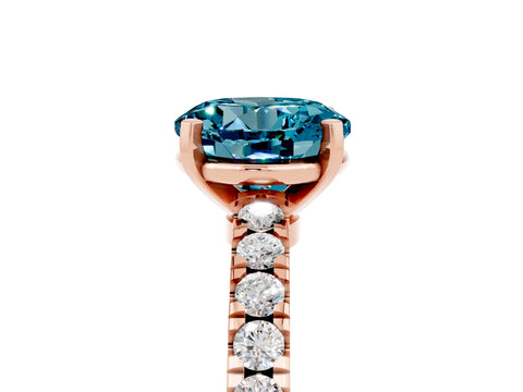 Rose gold Round Cut Solitaire Diamond with Pavé Band and Four-Prong Setting_5