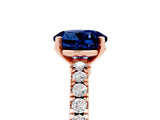 Rose gold Round Cut Solitaire Diamond with Pavé Band and Four-Prong Setting_5