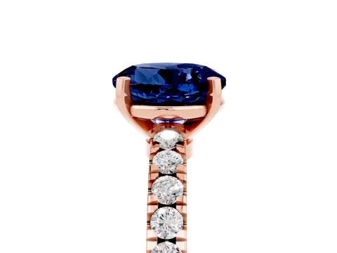 Rose gold Round Cut Solitaire Diamond with Pavé Band and Four-Prong Setting_5