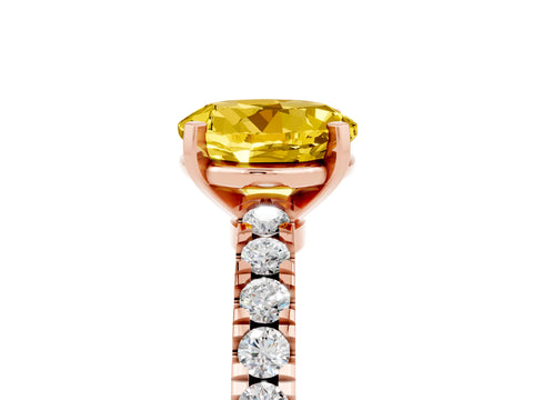 Rose gold Round Cut Solitaire Diamond with Pavé Band and Four-Prong Setting_5