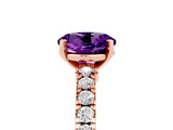 Rose gold Round Cut Solitaire Diamond with Pavé Band and Four-Prong Setting_5