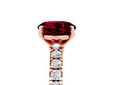 Rose gold Round Cut Solitaire Diamond with Pavé Band and Four-Prong Setting_5