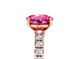 Rose gold Round Cut Solitaire Diamond with Pavé Band and Four-Prong Setting_5