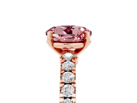 Rose gold Round Cut Solitaire Diamond with Pavé Band and Four-Prong Setting_5