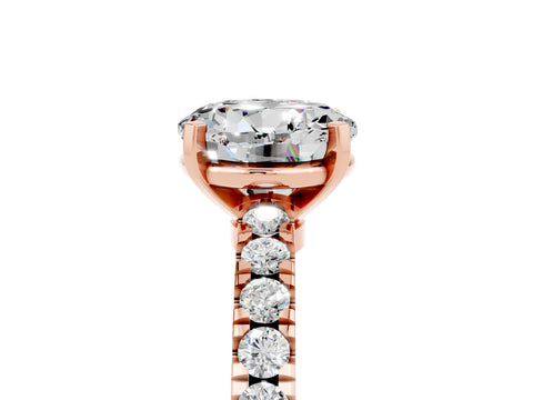 Rose gold Round Cut Solitaire Diamond with Pavé Band and Four-Prong Setting_5