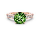Rose gold Round Cut Solitaire Diamond with Pavé Band and Four-Prong Setting