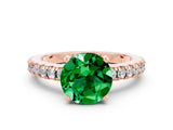 Rose gold Round Cut Solitaire Diamond with Pavé Band and Four-Prong Setting