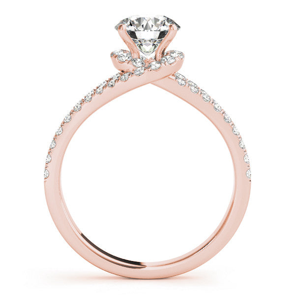 Rose gold Round Cut Solitaire Diamond with Pavé Twist Band and Four-Prong Setting 2