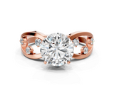 Rose gold Round Cut Solitaire Diamond with Side Stones on Criss-Cross Band and Four-Prong Setting_25