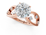 Rose gold Round Cut Solitaire Diamond with Side Stones on Criss-Cross Band and Four-Prong Setting_26