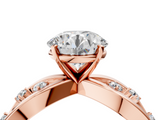 Rose gold Round Cut Solitaire Diamond with Side Stones on Criss-Cross Band and Four-Prong Setting_29
