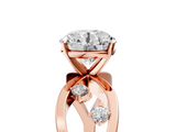 Rose gold Round Cut Solitaire Diamond with Side Stones on Criss-Cross Band and Four-Prong Setting_30