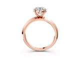 Rose gold Round Cut Solitaire Engagement Ring with Flat Band and Four-Prong Setting 3