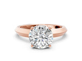 Rose gold Round Cut Solitaire Engagement Ring with Flat Band and Four-Prong Setting