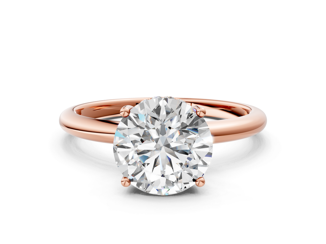 Rose gold Round Cut Solitaire Engagement Ring with Four-Prong Setting and Classic Band_40