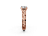 Rose gold Round Cut Solitaire Engraved Band with Four-Prong Setting_64