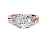 Rose gold Round Cut Solitaire Floral Diamond Ring with Four-Prong Setting_35