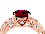 Rose gold Round Cut Solitaire Garnet Leaf-Inspired Vine Band Ring with Prong Setting_4