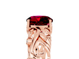 Rose gold Round Cut Solitaire Garnet Leaf-Inspired Vine Band Ring with Prong Setting_5