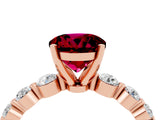 Rose gold Round Cut Solitaire Garnet Ring with Pave Band and Four-Prong Setting_4