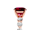 Rose gold Round Cut Solitaire Garnet Ring with Pave Band and Four-Prong Setting_5