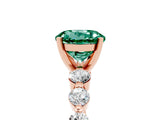 Rose gold Round Cut Solitaire Green Sapphire Ring with Pave Band and Four-Prong Setting_5