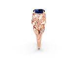 Rose gold Round Cut Solitaire Leaf-Inspired Engagement Ring with Prong Setting_2