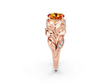 Rose gold Round Cut Solitaire Leaf-Inspired Engagement Ring with Prong Setting_2