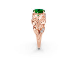Rose gold Round Cut Solitaire Leaf-Inspired Engagement Ring with Prong Setting_2