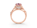 Rose gold Round Cut Solitaire Leaf-Inspired Engagement Ring with Prong Setting_3