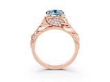 Rose gold Round Cut Solitaire Leaf-Inspired Engagement Ring with Prong Setting_3