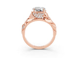 Rose gold Round Cut Solitaire Leaf-Inspired Engagement Ring with Prong Setting_3