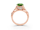 Rose gold Round Cut Solitaire Leaf-Inspired Engagement Ring with Prong Setting_3