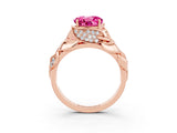 Rose gold Round Cut Solitaire Leaf-Inspired Engagement Ring with Prong Setting_3