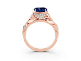 Rose gold Round Cut Solitaire Leaf-Inspired Engagement Ring with Prong Setting_3