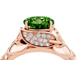 Rose gold Round Cut Solitaire Leaf-Inspired Engagement Ring with Prong Setting_4