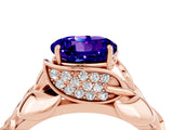 Rose gold Round Cut Solitaire Leaf-Inspired Engagement Ring with Prong Setting_4