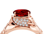 Rose gold Round Cut Solitaire Leaf-Inspired Engagement Ring with Prong Setting_4