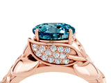Rose gold Round Cut Solitaire Leaf-Inspired Engagement Ring with Prong Setting_4