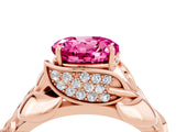Rose gold Round Cut Solitaire Leaf-Inspired Engagement Ring with Prong Setting_4