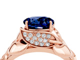 Rose gold Round Cut Solitaire Leaf-Inspired Engagement Ring with Prong Setting_4