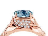 Rose gold Round Cut Solitaire Leaf-Inspired Engagement Ring with Prong Setting_4
