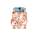 Rose gold Round Cut Solitaire Leaf-Inspired Engagement Ring with Prong Setting_5