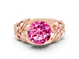 Rose gold Round Cut Solitaire Leaf-Inspired Engagement Ring with Prong Setting