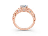 Rose gold Round Cut Solitaire Moissanite Leaf-Inspired Vine Band Ring with Prong Setting_3