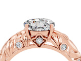 Rose gold Round Cut Solitaire Moissanite Leaf-Inspired Vine Band Ring with Prong Setting_4